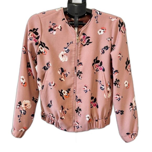 Ivanka Trump Pink Floral Bomber Jacket Silk Lined Vibrant Zip-Up Size 2 - Picture 2 of 9